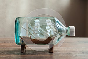 Handmade ship in a bottle photo