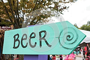 Handmade Sign Points Festival Patrons To Beer