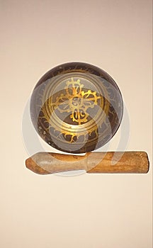 Handmade singing bowl with stick - Buddhism