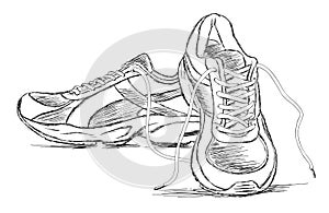 Handmade Sneakers Sports Shoe Vector Sketch Illustration