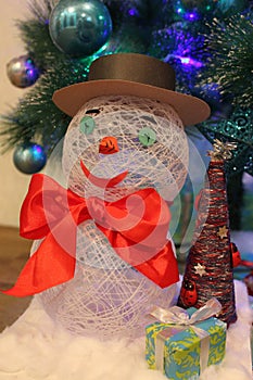 Handmade snowman gift and Christmas tree