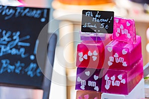 Handmade soap in a beauty shop in France