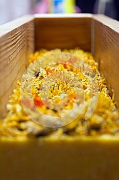 Handmade soap with calendula herbals flowers