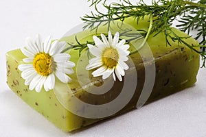 Handmade soap with chamomile photo