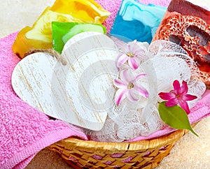 Handmade soap with flowers.