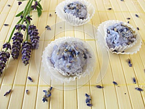 Handmade soap pralines with lavender