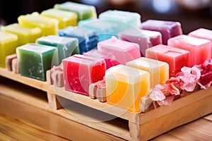 handmade soaps arranged by scent and color