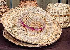 Handmade sombrero from natural plant fiber, Cuenca, Ecuador. photo