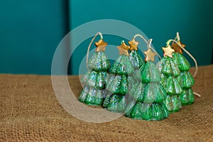 Handmade Souvenir candles in the shape of Christmas trees