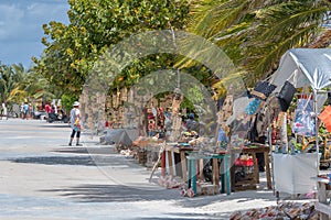 Handmade souvenir stand with various oroducts, Mahahual, Costa Maya, Mexico