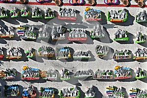 Handmade souvenir of trulli houses sold in a shop in Alberobello, Apulia - Italy