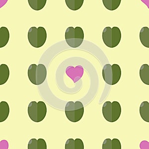 Handmade staggered pink hearts and green leaves