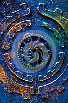 Handmade steampunk background mechanical cogs wheels