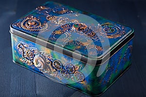 Handmade steampunk box with mechanical cogs wheels clockwork