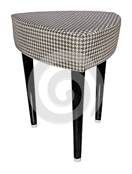 Handmade stool wooden black and white. Triangular seat with whit