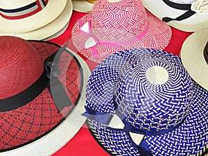 Handmade straw Panama Hats or Paja Toquilla hats  Ecuador photo