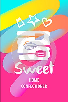 Handmade sweet. Home confectioner. Silhouette stylized kitchenwa