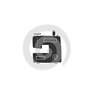 Handmade theme. Hand drawn vector logo element, isolated illustration. A sewing machine.