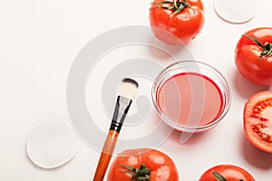 Handmade tomato face mask for home skin care photo