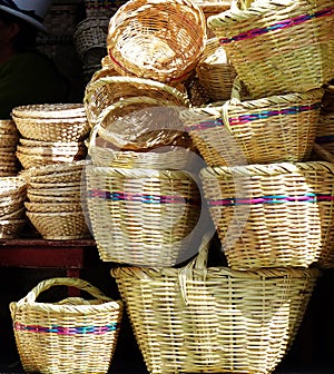 Handmade traditional woven baskets, Ecuador