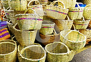 Handmade traditional woven baskets, Ecuador