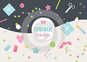 Handmade Tutorials and Workshops Banner. Crafts and Tools Flat Vector Illustration