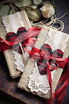 handmade valentine cards with lace and ribbon