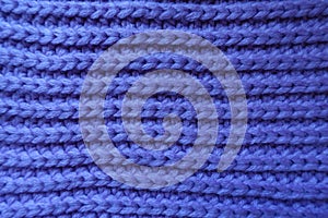 Handmade violet knitted fabric with ribbing pattern