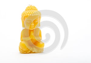 Handmade wax candles on a white background, natural products,