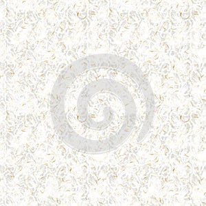 Handmade white gold metallic rice sprinkles paper texture. Seamless washi sheet blur background. Sparkle wedding texture