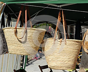 Handmade wicker baskets for the beach.