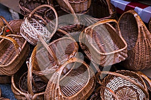 Handmade wicker brown weaven classic traditional picnic baskets