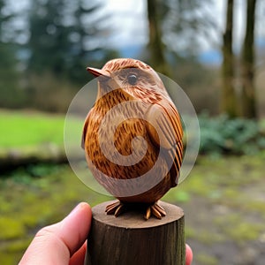 Handmade Wood Carving Of A Detailed Robin - Unique Wildlife Art