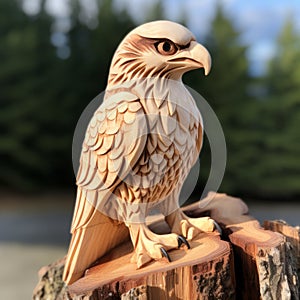 Handmade Wood Carving Of An Osprey - Nature-inspired Sculpture