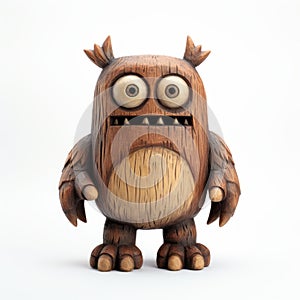 Handmade Wood Monster With Cartoonish Character Design