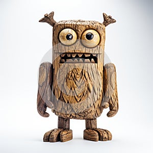 Handmade Wood Monster Toy With Highly Detailed Illustrations