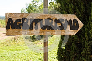 Handmade wooden agriturismo sign photo