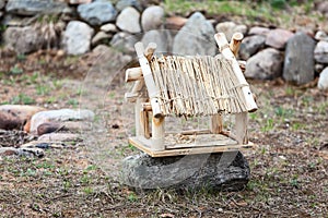 Handmade wooden bird house