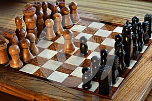 Handmade wooden chessboard