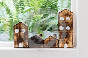 Handmade wooden decorative houses