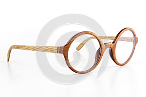 Handmade Wooden Eyewear from Rustic Wood in White Clear Background
