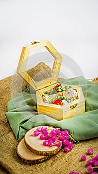Handmade wooden jewelry box with glass