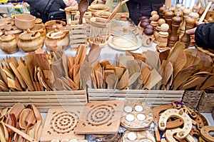 Handmade wooden kitchen utensil tools bazaar fair