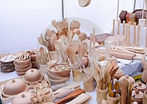 Handmade wooden kitchen utensil tools market fair