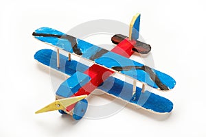 Handmade wooden model airplane.