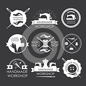 Handmade workshop logo vintage vector se