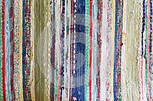 Handmade woven runner with fabric scrap