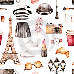 Handpainted texture with striped top,cosmetics,Tour Eiffel