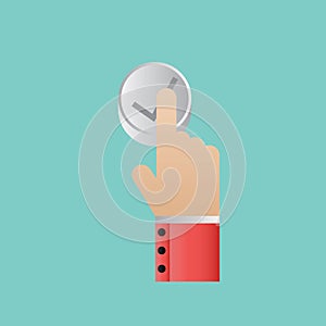 Handpressingtickbutton. Vector illustration decorative design