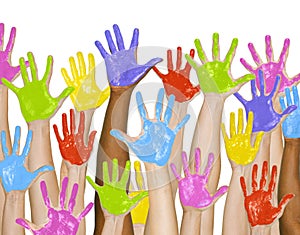 Handprint Colors Cheerful Painting Concept